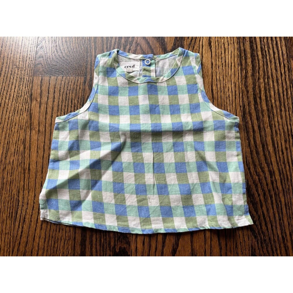 Oeuf Baby Linen Set - Moss/Gingham (6-12M) - Picture 2 of 8